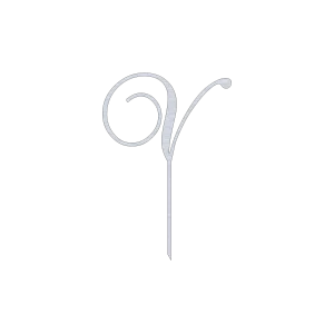 Elegant V monogram letter cake topper with a swirl script design, crafted from aluminum. Features a natural aluminum finish, perfect for special occasions.